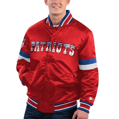 Shop Starter Red New England Patriots Gridiron Classics Home Game Satin Full-snap Varsity Jacket