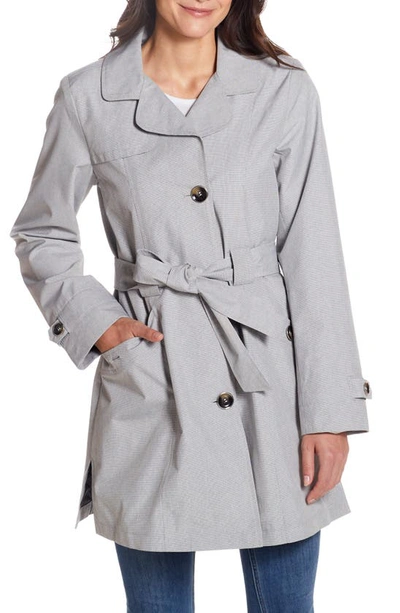 Shop Gallery Belted Raincoat In Black/ White