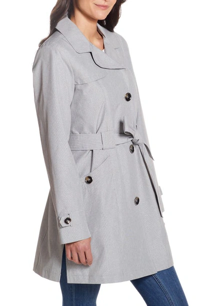 Shop Gallery Belted Raincoat In Black/ White