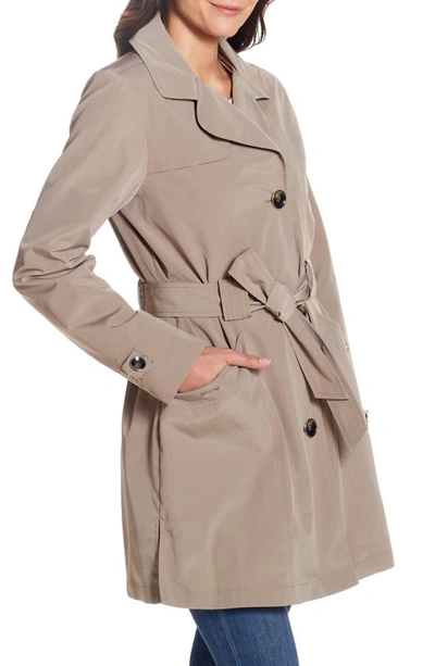 Gallery Belted Raincoat In Mushroom