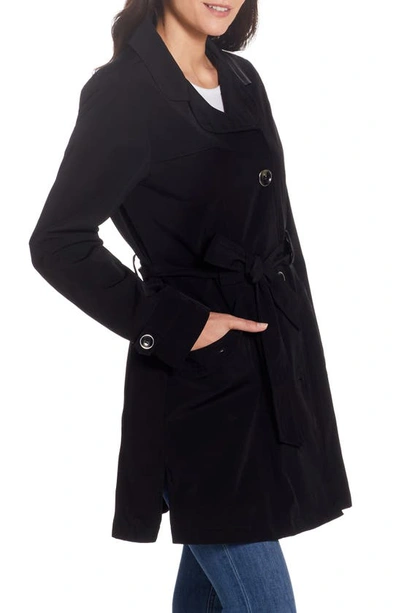 Gallery Belted Raincoat In Black
