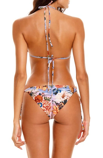 Shop Agua Bendita Lolita Numen Hand Embroidered Triangle Bikini Top In Multicolor