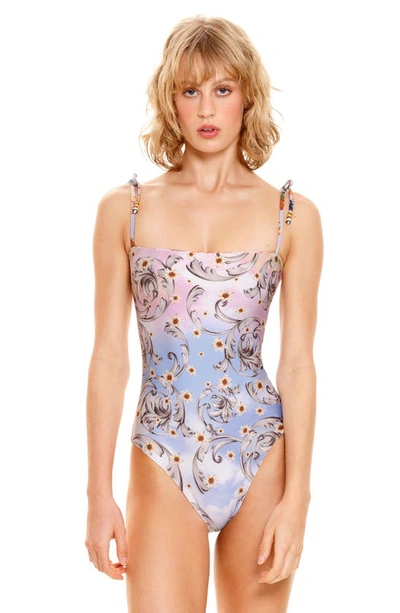 Shop Agua Bendita Kailan Numen Reversible One-piece Swimsuit In Blue/ Pink Multicolor