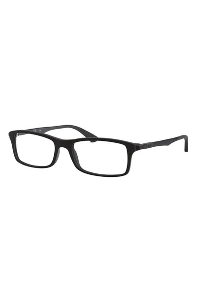Ray Ban 54mm Rectangular Blue Light Blocking Glasses In Matte Black