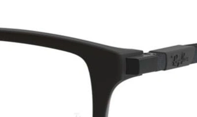 Ray Ban 54mm Rectangular Blue Light Blocking Glasses In Matte Black