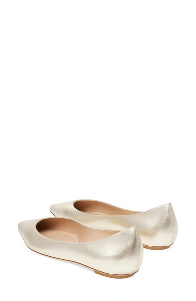 Shop Stuart Weitzman Emilia Pointed Toe Flat In Light Gold Mesitzo