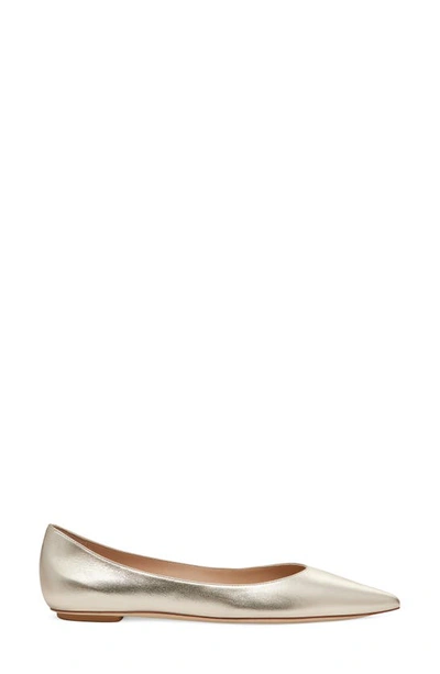 Shop Stuart Weitzman Emilia Pointed Toe Flat In Light Gold Mesitzo