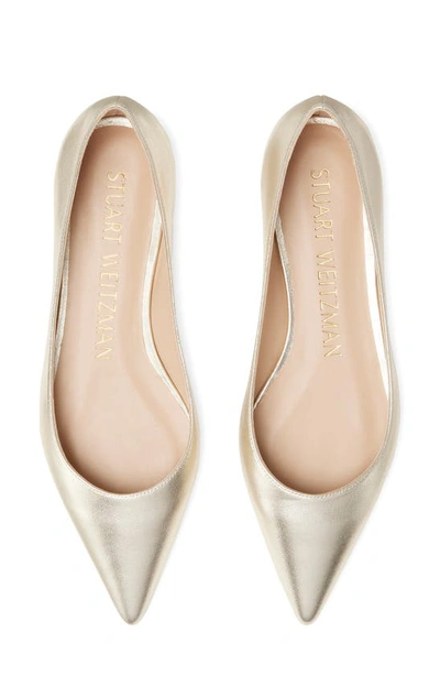 Shop Stuart Weitzman Emilia Pointed Toe Flat In Light Gold Mesitzo