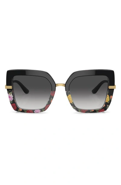 Shop Dolce & Gabbana 52mm Square Sunglasses In Grey Gradient