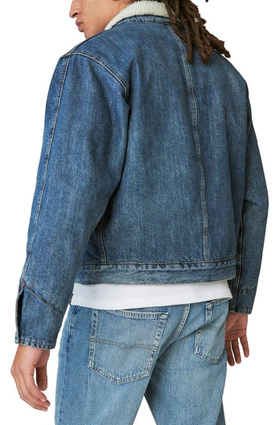 Shop Lucky Brand Faux Shearling Lined Denim Jacket In Purcell