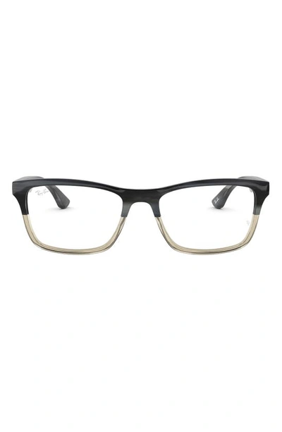 Shop Ray Ban Unisex 53mm Rectangular Optical Glasses In Grey Horn