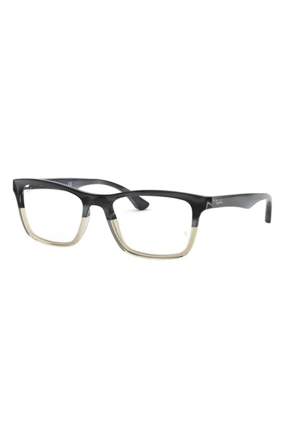 Shop Ray Ban Unisex 53mm Rectangular Optical Glasses In Grey Horn