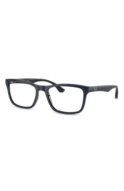 Ray Ban Unisex 53mm Rectangular Optical Glasses In Blue