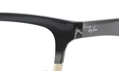 Shop Ray Ban Unisex 53mm Rectangular Optical Glasses In Grey Horn