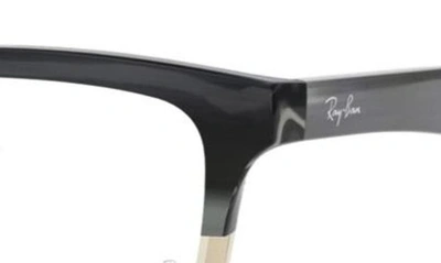 Ray Ban Unisex 53mm Rectangular Optical Glasses In Grey Horn