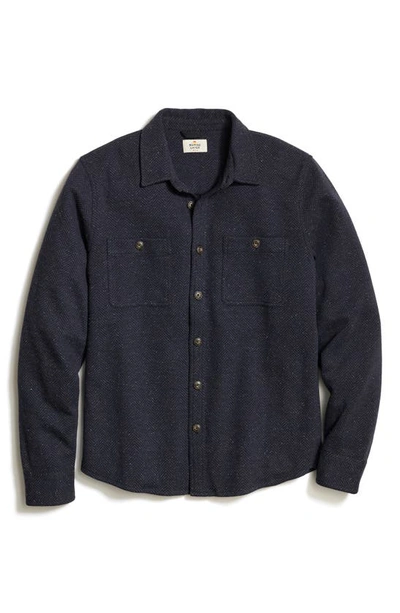 Shop Marine Layer Pacifica Knit Flannel Button-up Overshirt In Dark Herringbone