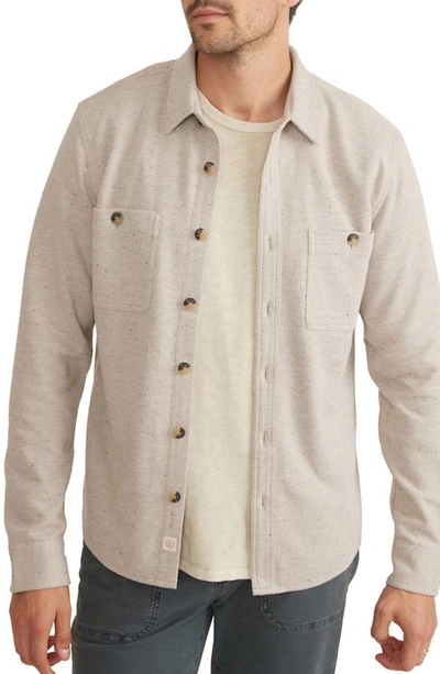 Shop Marine Layer Pacifica Knit Flannel Button-up Overshirt In Oatmeal Neps