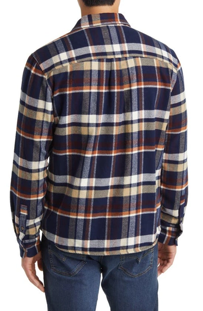 Shop Marine Layer Signature Plaid Flannel Lined Button-up Camping Shirt In Navy/ Brown Plaid