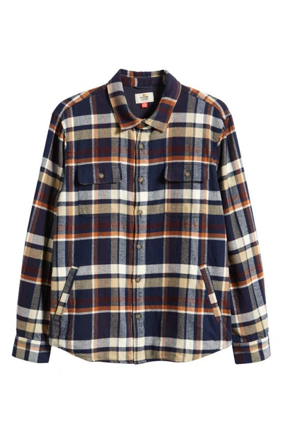 Shop Marine Layer Signature Plaid Flannel Lined Button-up Camping Shirt In Navy/ Brown Plaid