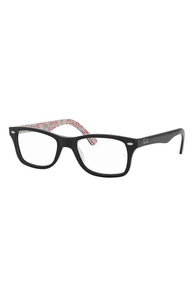 Ray Ban 50mm Square Optical Glasses In Black White