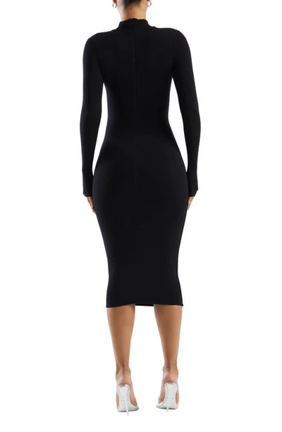 Shop N By Naked Wardrobe The Mock Neck Long Sleeve Body-con Midi Dress In Black