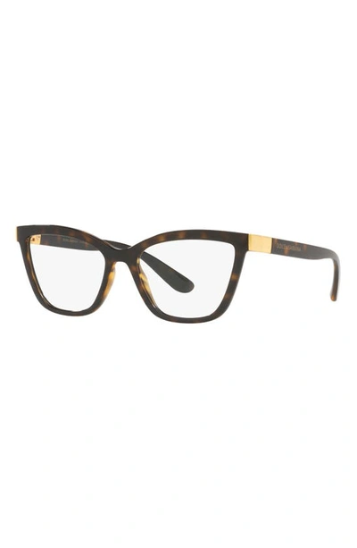 Shop Dolce & Gabbana 53mm Cat Eye Optical Glasses In Havana