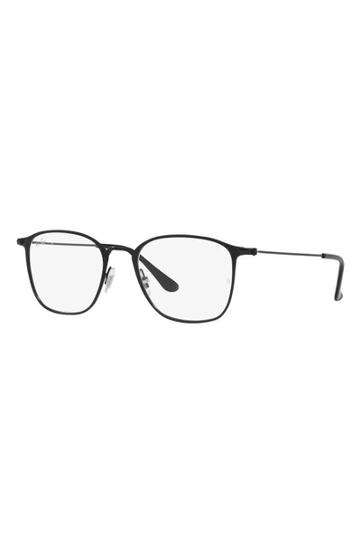 Shop Ray Ban 51mm Square Optical Glasses In Matte Black
