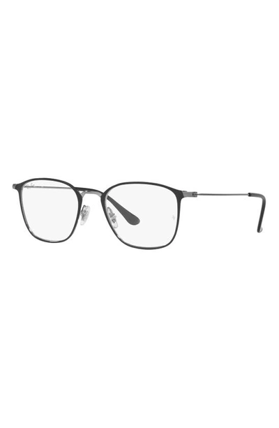 Ray Ban 51mm Square Optical Glasses In Gunmetal