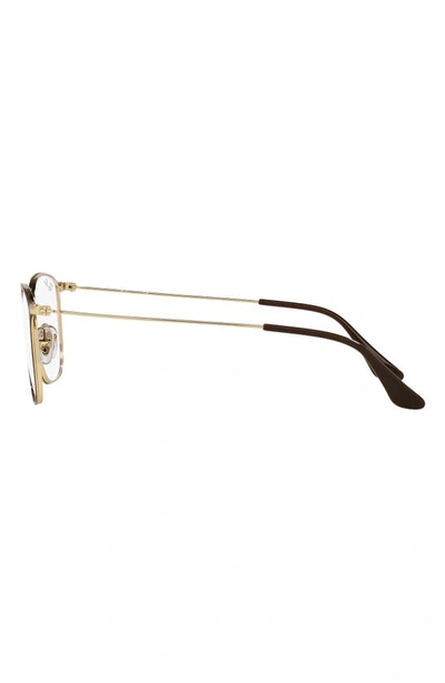 Ray Ban 51mm Square Optical Glasses In Brown Gold
