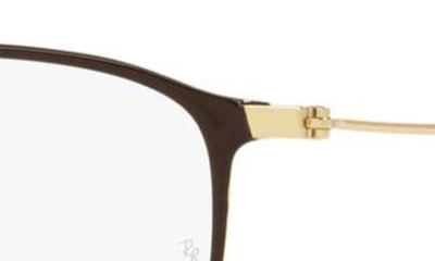 Ray Ban 51mm Square Optical Glasses In Brown Gold