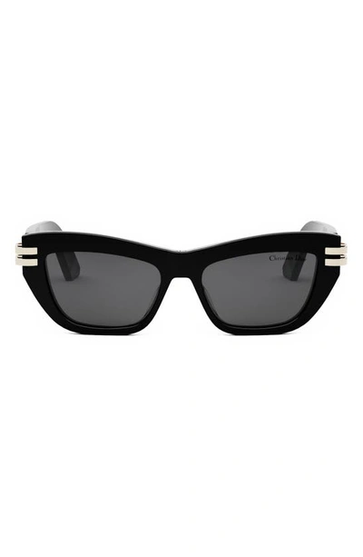 Shop Dior C B2u Butterfly Sunglasses In Shiny Black / Smoke