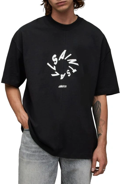 Shop Allsaints Halo Graphic T-shirt In Jet Black