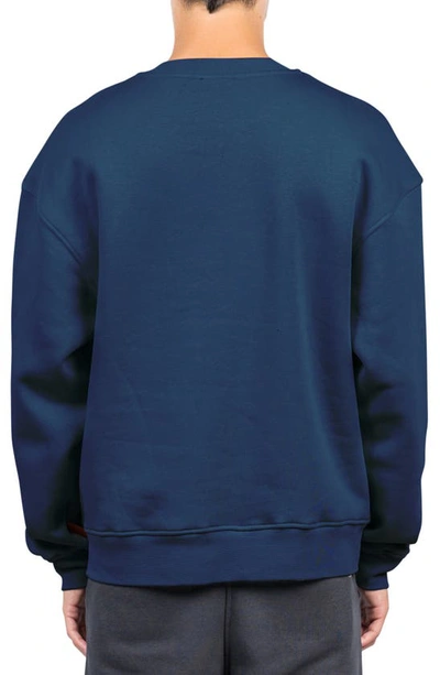 Shop D.rt Retro Cotton Graphic Sweatshirt In Navy