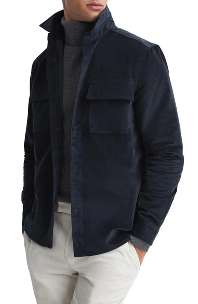 Shop Reiss Colins Corduroy Overshirt In Navy