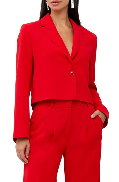 Shop French Connection Harry Crop Blazer In 60-royal Scarlet