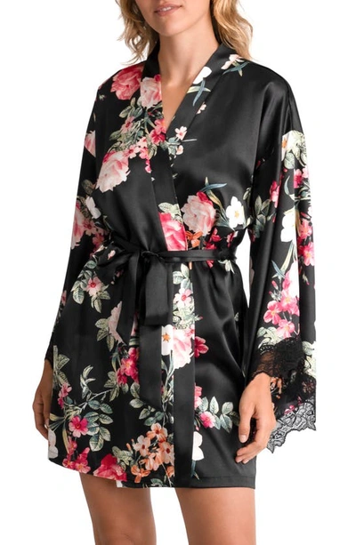 Shop In Bloom By Jonquil Romance Lace Trim Robe In Black