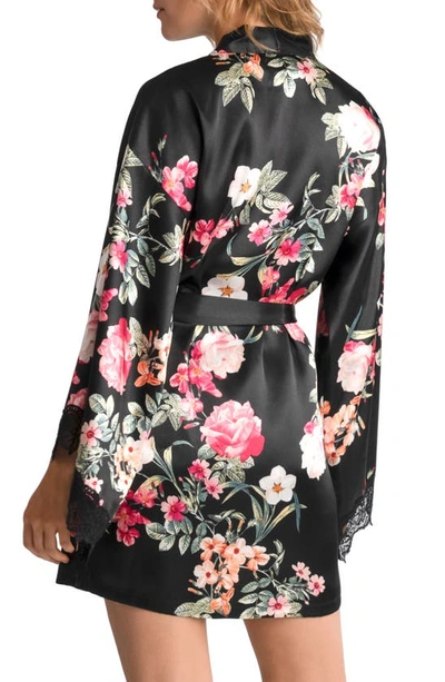 Shop In Bloom By Jonquil Romance Lace Trim Robe In Black