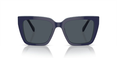 Shop Swarovski Square Frame Sunglasses In Blue