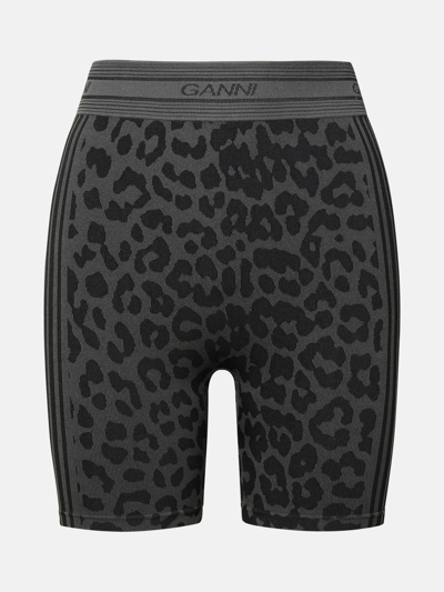 Shop Ganni Black Recycled Nylon Blend Shorts
