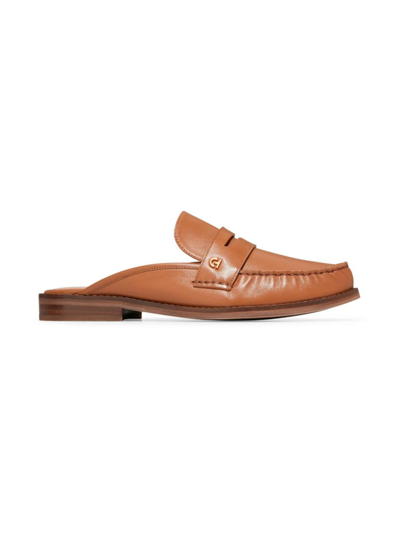 Shop Cole Haan Women's Lux Pinch Penny Leather Loafer Mules In Pecan
