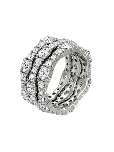 Shop Vrai Women's 14k White Gold & 4.65 Tcw Lab-grown Diamond Triple-band Ring