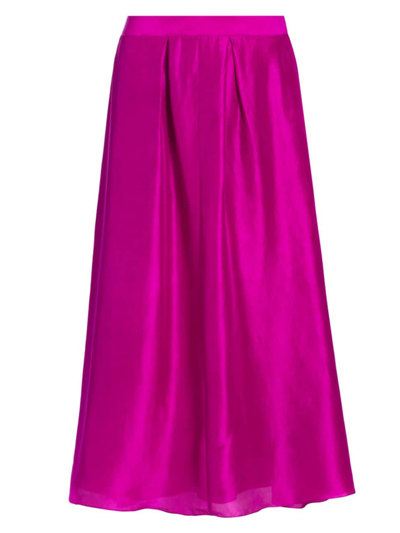 Shop Azeeza Women's Sheridan Pleated Silk Midi-skirt In Magenta