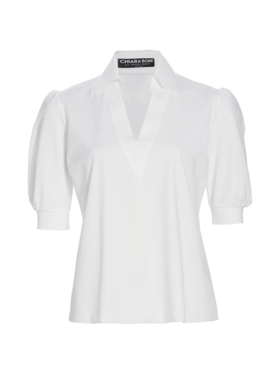 Shop Chiara Boni La Petite Robe Women's Fadatess Puff-sleeve Top In White
