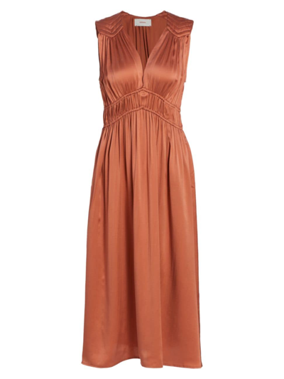 Shop Xirena Women's Elowyn Silk V-neck Midi-dress In Copper Opal