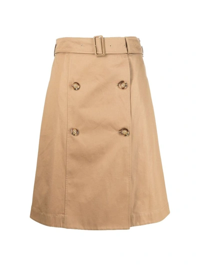 Shop Burberry Midi Skirts In Nude & Neutrals