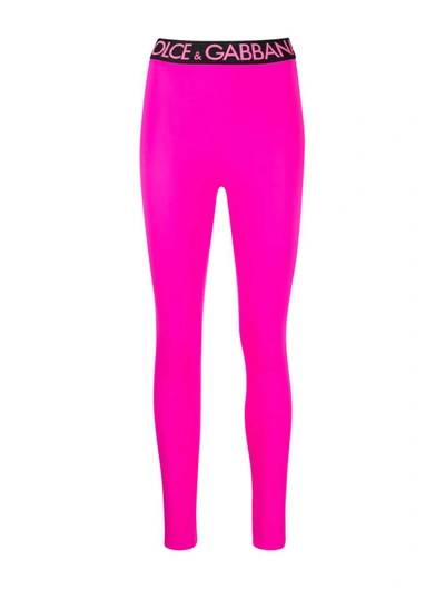 Shop Dolce & Gabbana Leggings Pants In Pink & Purple