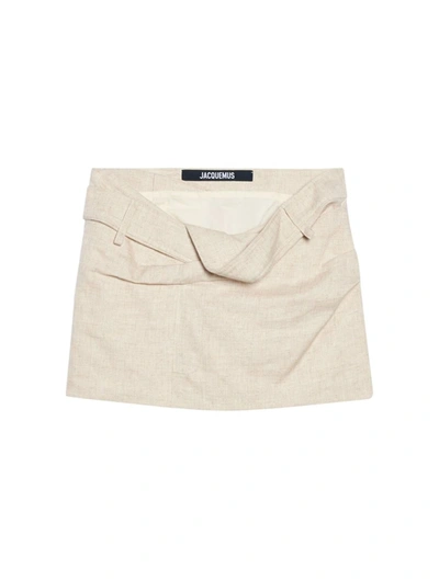 Shop Jacquemus Mini Skirts In Nude & Neutrals