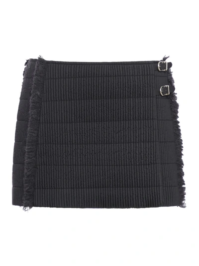 Shop Durazzi Milano Denim&leather Skirt In Black
