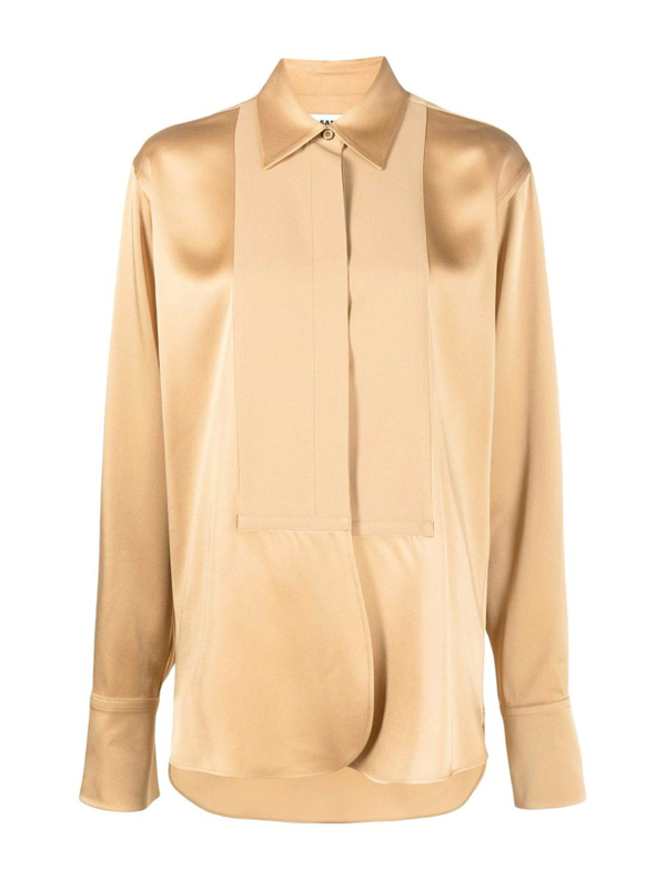 Jil Sander panelled zip-up satin shirt - Neutrals