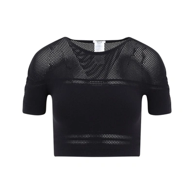 Shop Wolford Woldford Net Lines Top Short Sleeves In Black